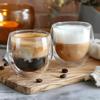 4PCS Glass Coffee Mugs , Double Wall Insulated Thermal Cups, Clear Glass Coffee Cup for Tea/Juice/Milk, Cappucino Espresso Mug
