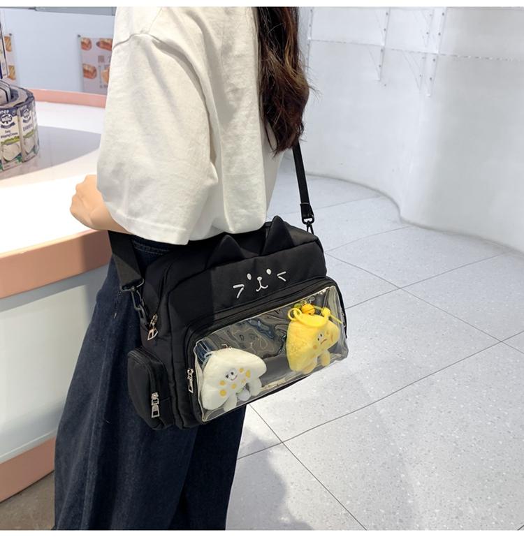 Студенческая сумка через плечо большой емкости с кошачьим принтом для девочек — фото 15