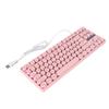 Gaming Keyboard USB Round 87 Keys Colorful Backlit Ergonomic Mechanical Touch Wired Keyboard for Desktop Laptop PC Pink
