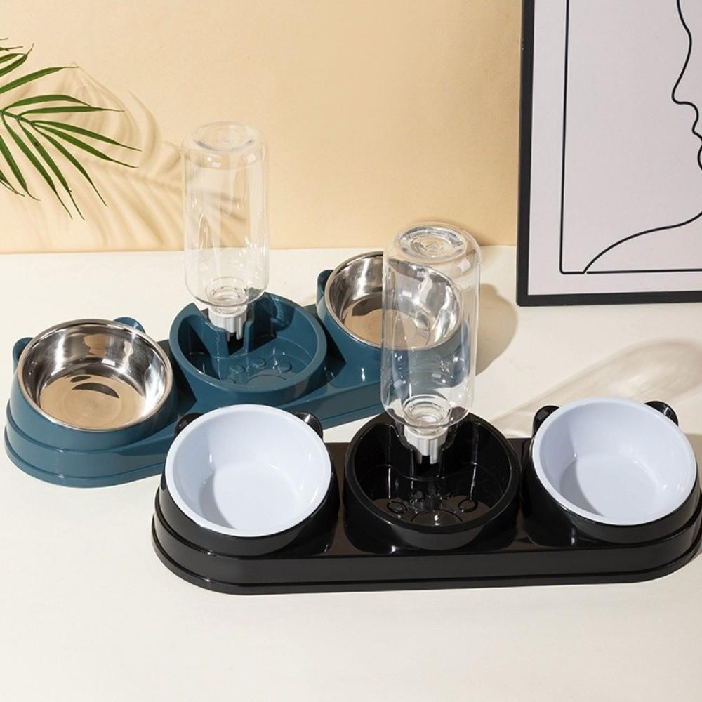 Double Bowl 3 In 1 Cat Feeder Neck Protection Cat Bowls Pet Supplies Pet Food Container  Cat