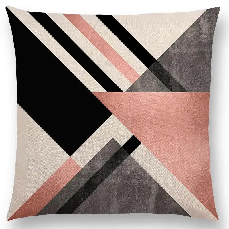 New Colorful Blocks Layers Stripes Geometric Combination Gold Lines Gorgeous Prints Cushion Cover Throw Pillow Case