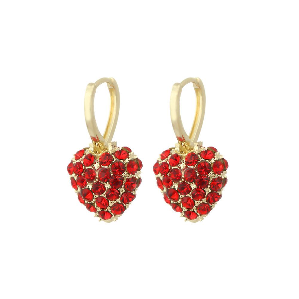 Geometric Heart Dangle Earrings With Water Diamond For Evening Party And Gift For Women
