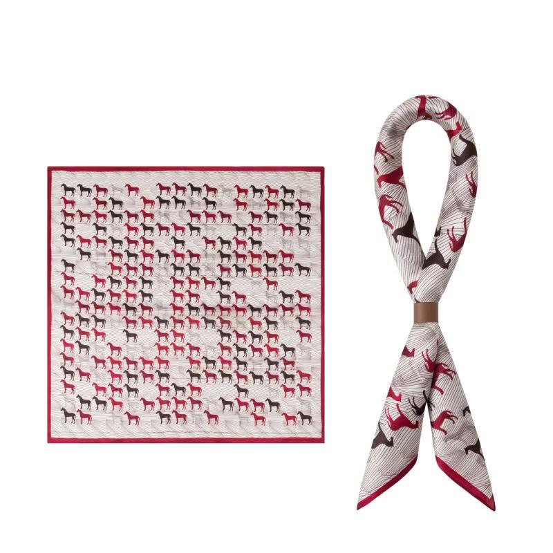 Men's Galloping Horse Print Silk Scarf