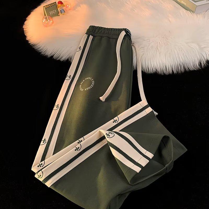 

Полосатые спортивные штаны мужские весна-лето High Street Hip Hop Trend прямые свободные широкие повседневные брюки 3XL зелёный