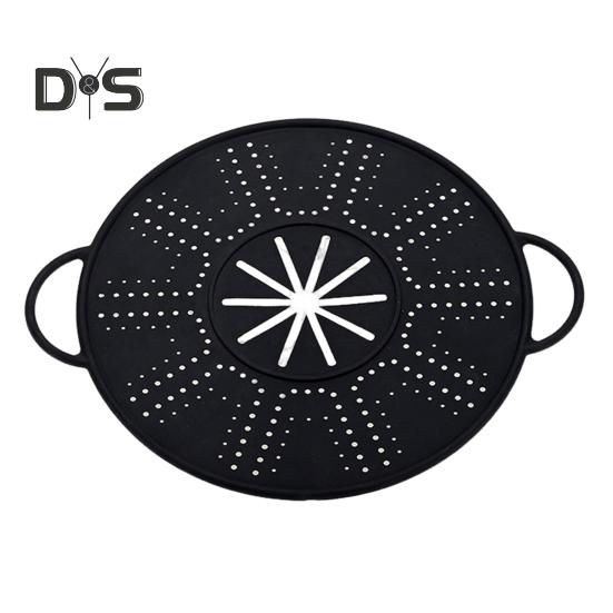 

Силиконовый экран от брызг для сковороды, защита от брызг жира и масла с ручкой, теплоизоляционный охлаждающий коврик, сито, дренажная доска для выпечки и приготовления пищи чёрный