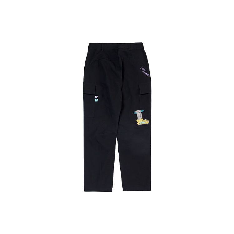 Li Ning Cartoon Embroidered Breathable Straight Loose Casual Pants Unisex pants Black AKXR479-2