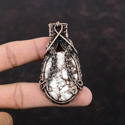Pendentif Magnesite Cheval Sauvage Pendentif Enroulé de Fil de Cuivre Bijoux Enroulés de Fil Faits Main Pendentif Pierre Précieuse Originale Bijoux en Cuivre Cadeau Pour Elle