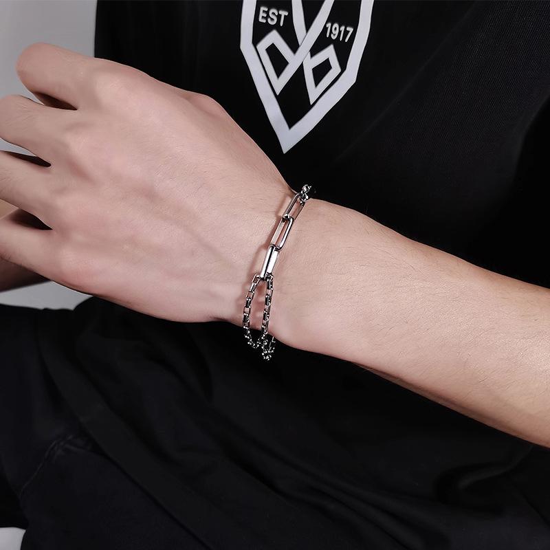 Double-Layer Stainless Steel Couples Bracelet & Cuban Necklace Set: Unique, Trendy Jewelry for Men & Women