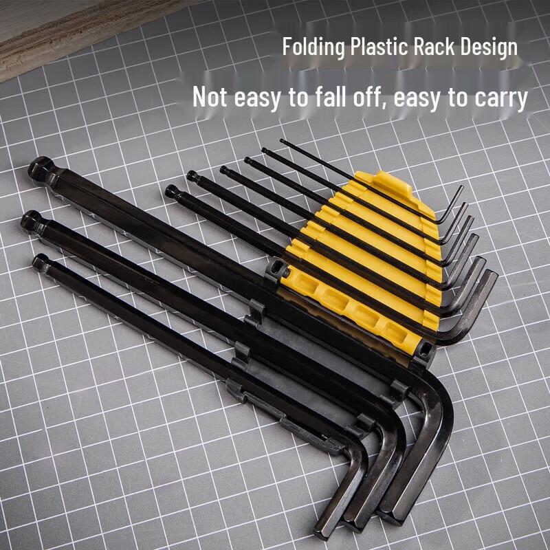 Deli DL2177 9-Piece Extra Long Ball End Hex Wrench Set CN plug (adapter included)