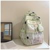 Fresh, Sweet and Cute Two-dimensional Plaid Backpack for Junior High School Students, Contrasting Colors, Large-capacity Backpack.