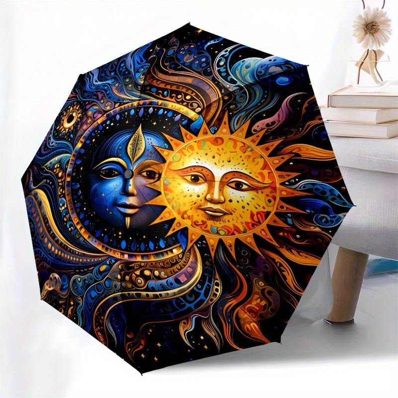 Colorful Celestial Sun & Moon Mandala Art Print Umbrella Day Gift Y293