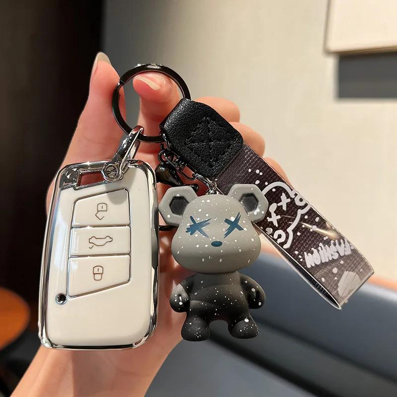 Fashion Tpu Car Key Case Full Cover Fob For Vw Volkswagen Golf 7 Mk7 Tiguan Mk2 For Seat Ateca Leon Fr 2 Ibiza For Skoda Octavia