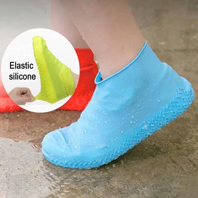 1 Paar Regenstiefel-Überzieher Wasserdichte Silikon-Schuhüberzieher Rutschfeste Elastische Überschuhe Verdickte Regendichte Schuhschoner