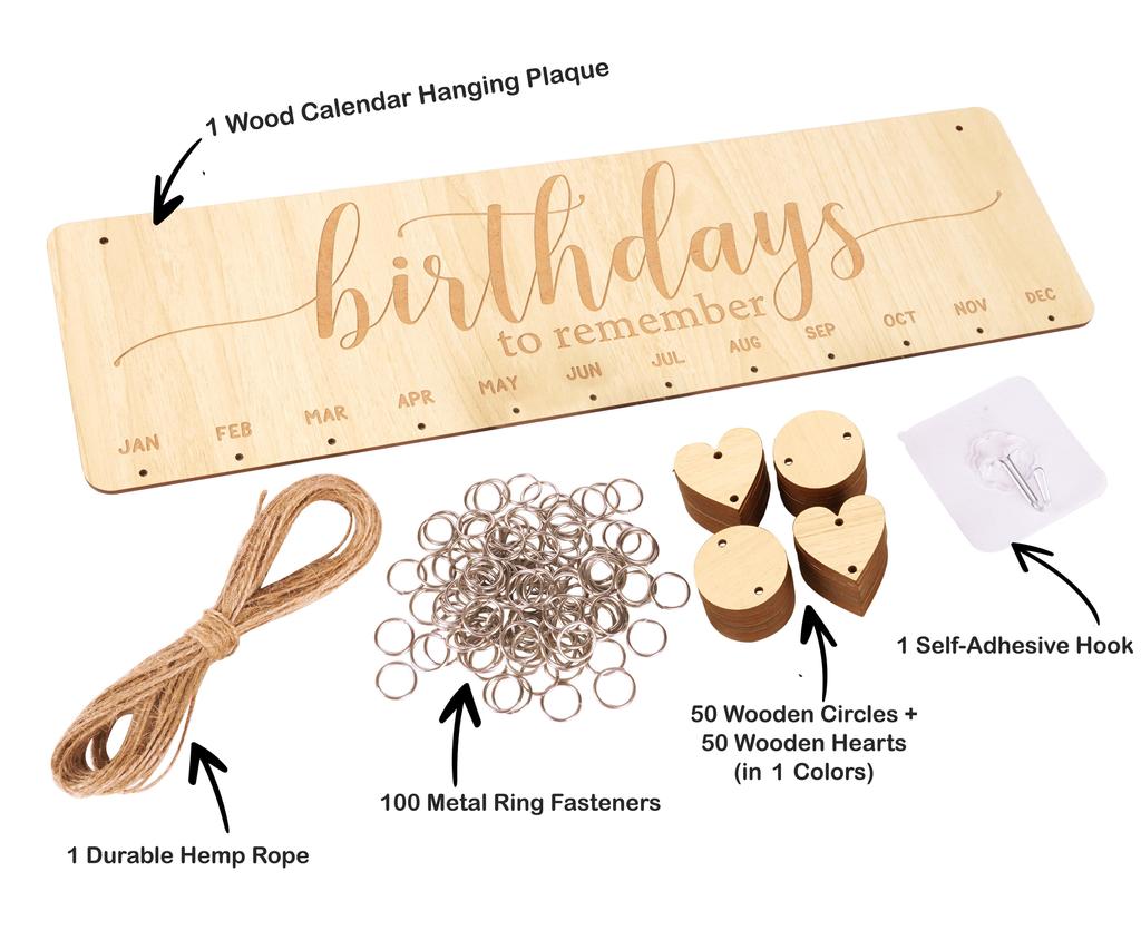 Inkdotpot Perpetual Wall Calendar Wooden, Dates To Remember Wall Hanging Birthday Calendar- Decorative Birthday Tracker Plaque Wall Hanging