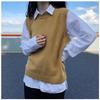 Autumn Round Neck Solid Color Knitted Sweater Vest Women's Vest Autumn Winter