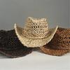 Elegant Openwork Straw Victorian Hat With Adjustable Tie For Women Outdoor Beach Vacation Gardening Activities
