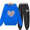 Heart-Shaped Children's Hoodies Suit Top+Bottom Girls Pink Boy Black Age 3-12 Coat Casual Toddler Long Sleeves Autumn Clothing