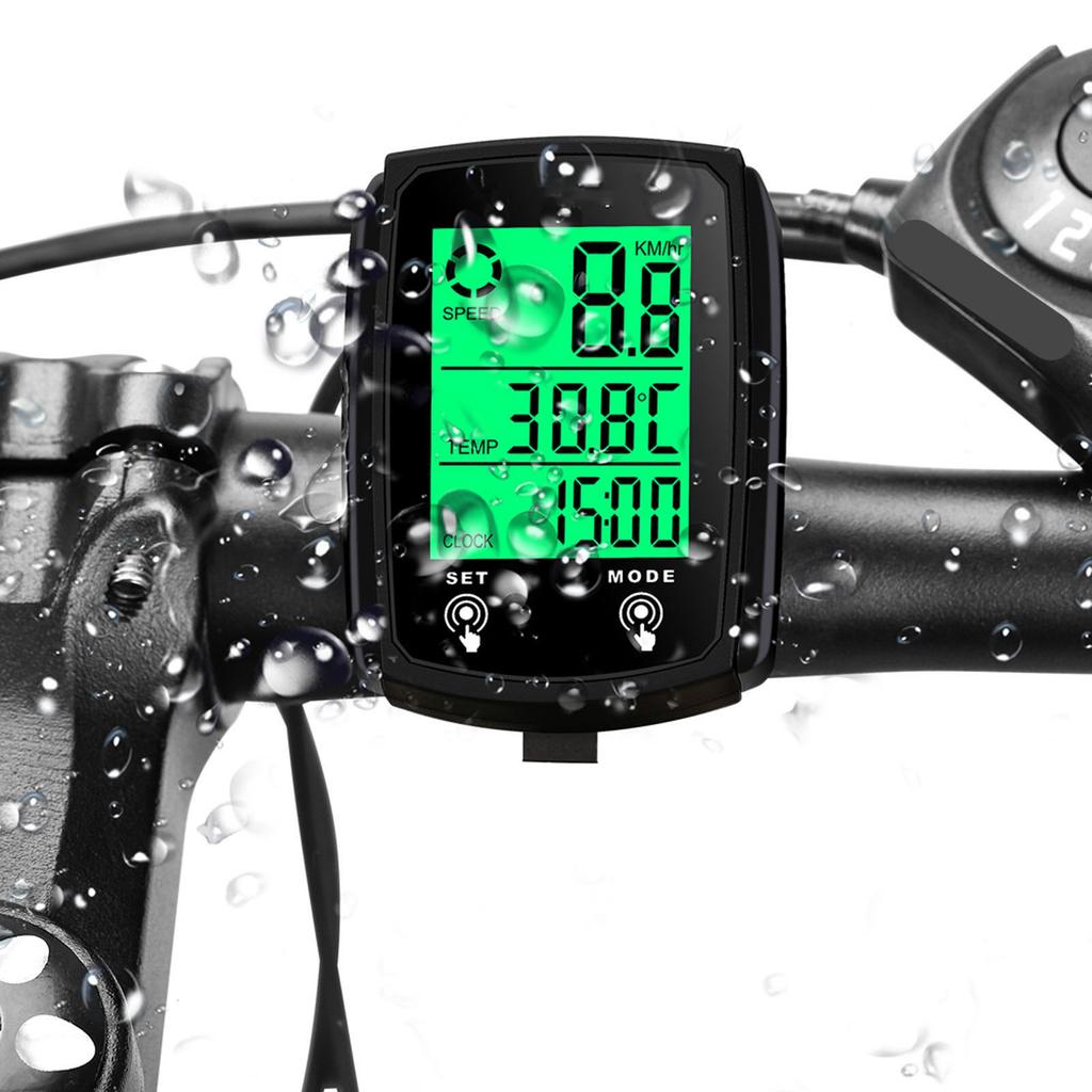 Kabelgebundener Fahrradcomputer mit LED-Digitalanzeige, Tachometer, Kilometerzähler, Touchscreen, wasserdicht und mit Hintergrundbeleuchtung