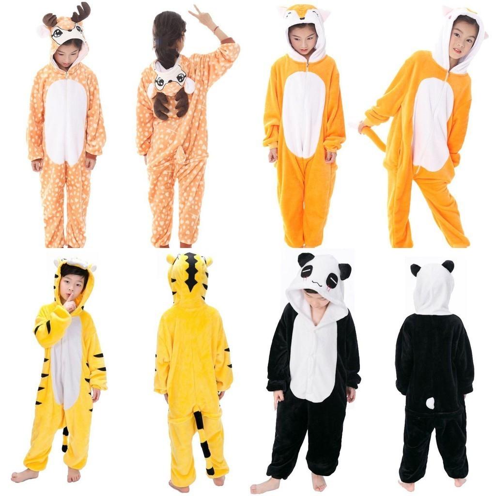 Adorable Animal Flannel Pyjamas For Kids Featuring Cozy Onesie Sleepwear With Pockets