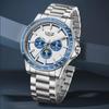 Men Quartz Wrist Watch Luminous Scale Waterproof Steel Strap Chronograph Watch with Calendar 24H Display