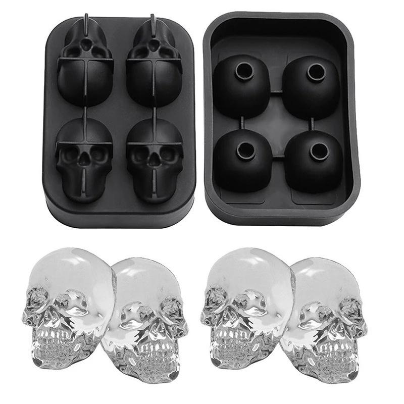 3D Skull Silicone Mold Ice Cube Tray Mould Ice Cube Maker Ice Ball Mold Whiskey Wine Cocktail Ice Cube Mold Ice Ball Mold