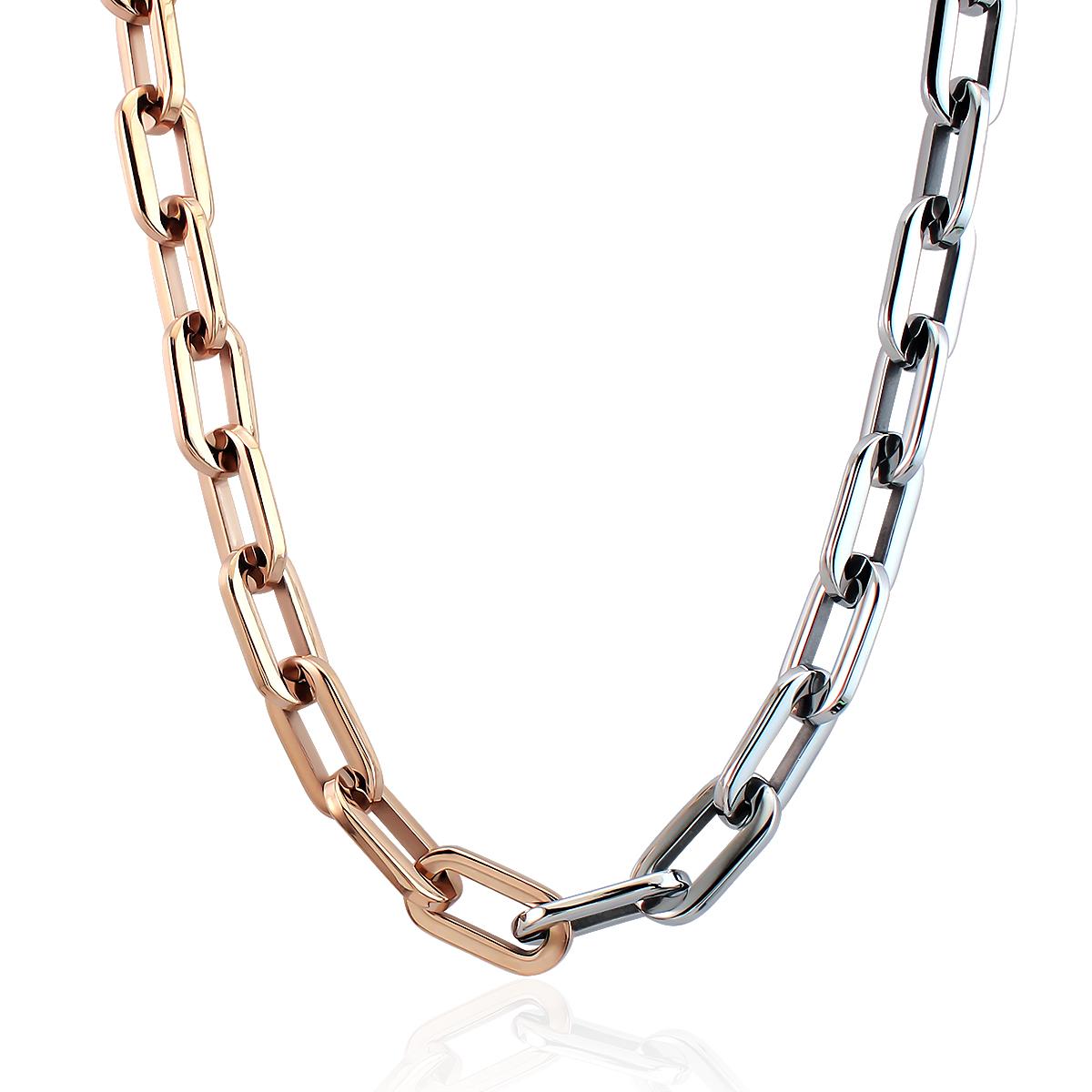 Minimalist Two Tone Paperclip Chain Bracelet Rose Gold Plated Stainless Steel Stackable Bracelet Jewelry Women