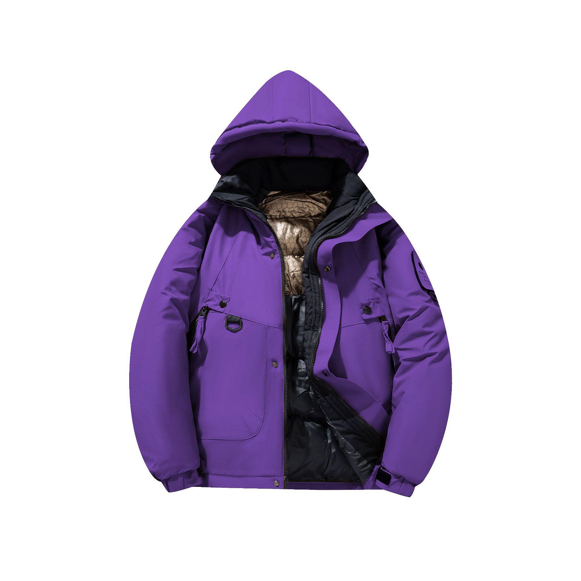 

Зимняя новинка, мужская осенне-зимняя одежда из утолщенного хлопка с начесом, ветрозащитная и водонепроницаемая, для альпинизма, свободного кроя 3XL фиолетовый