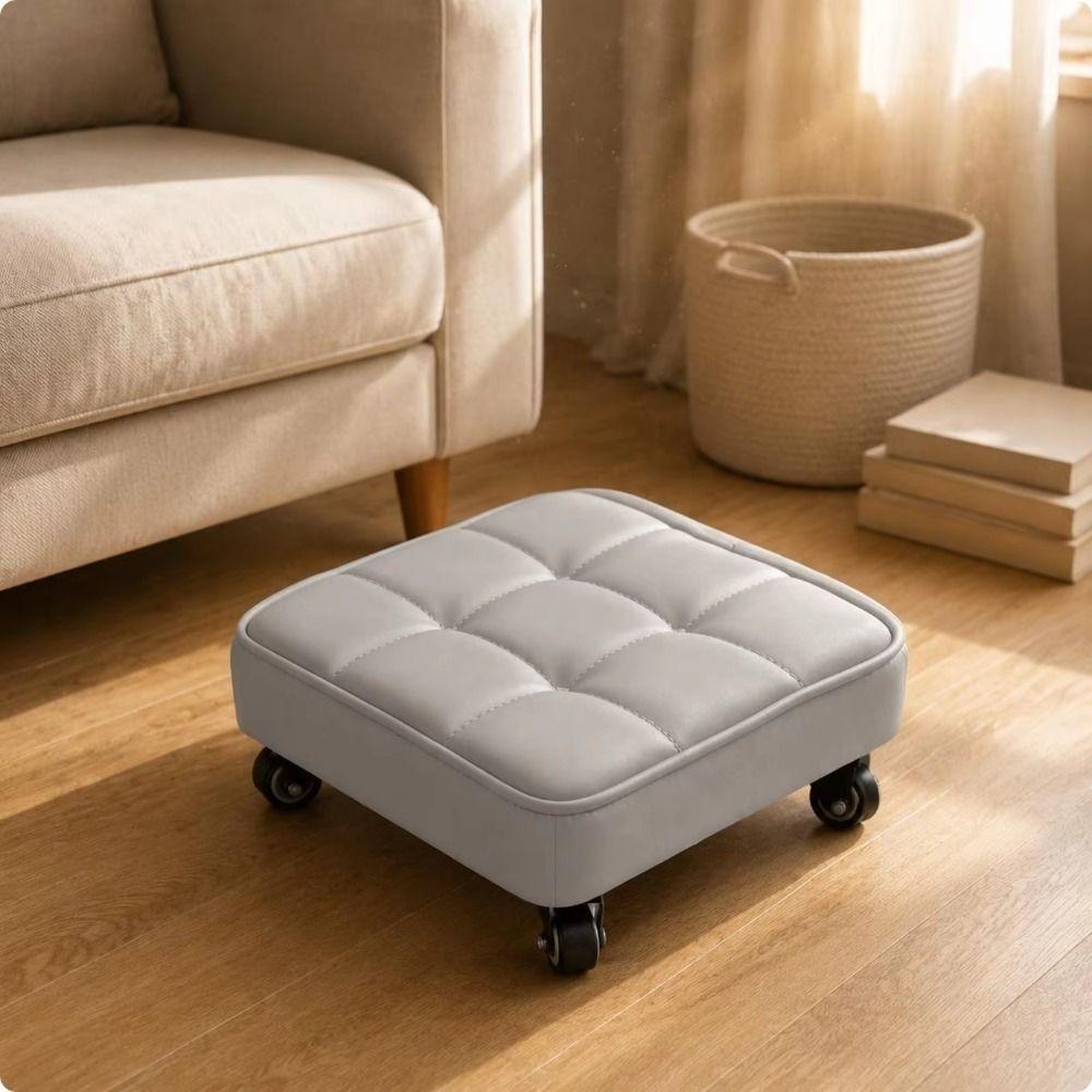 Upholstered Rolling Stool Square Shape Wheeled Short Bench Swivel Caster Stool  Tile Grouting