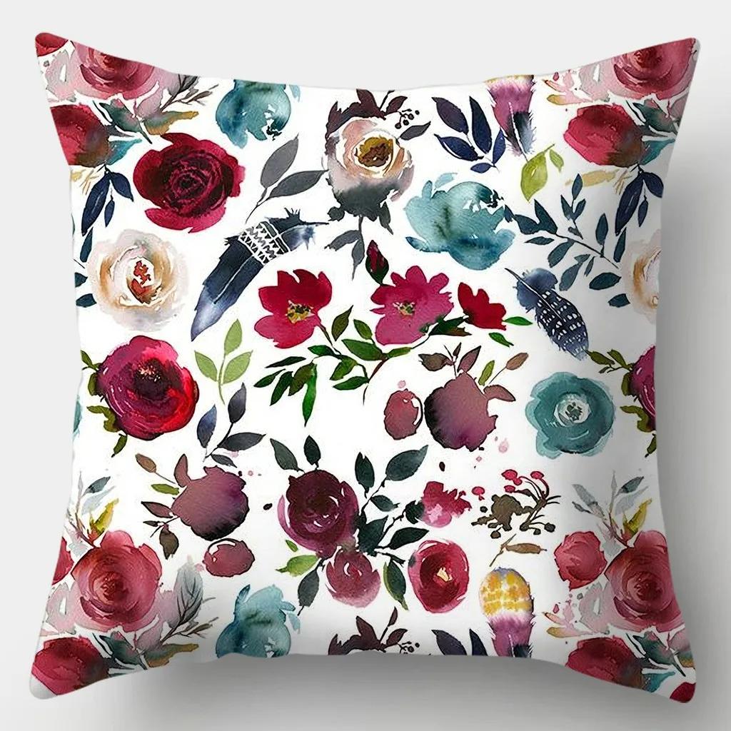Fresh Style Pillowcase 45cmX45cm Square Sofa Pillow Cover Pretty Flowers Cushion