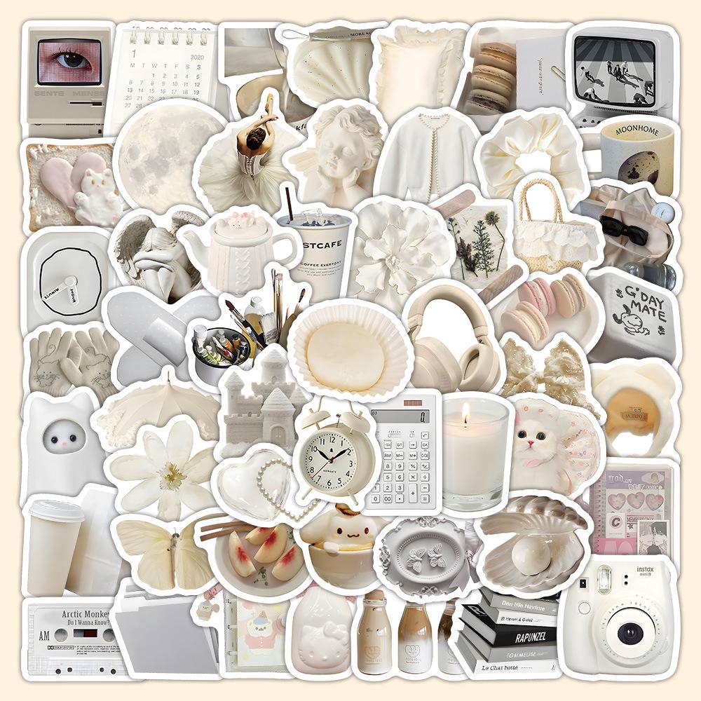 60 listů vícebarevných samolepek ve stylu INS: Realistické malé předměty v modré, růžové, fialové, žluté a zelené barvě