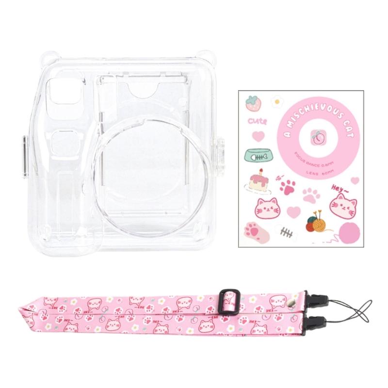 Clear Camera Protector For Camera Case With Photo Pocket And Customizable Shoulder Belt Sticker Solid Holder