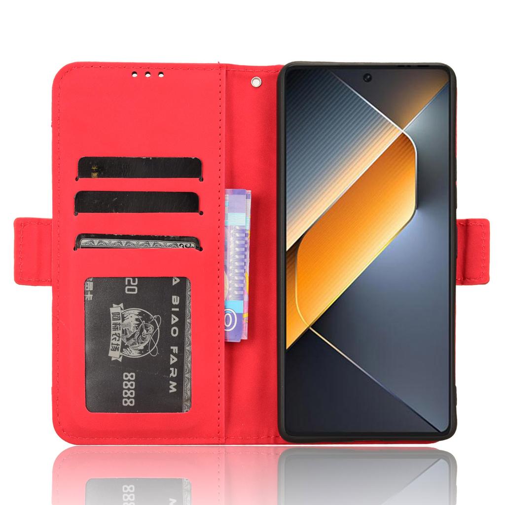 For TECNO Pova 6 Pro 5G LI9 Leather Case Multiple Card Slots Phone Cover -  Red