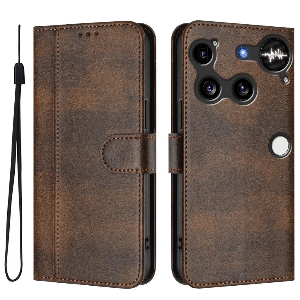 For Nothing Phone (3) 5G Cases Wallet Stand Retro Texture Leather Phone Cover with Lanyard