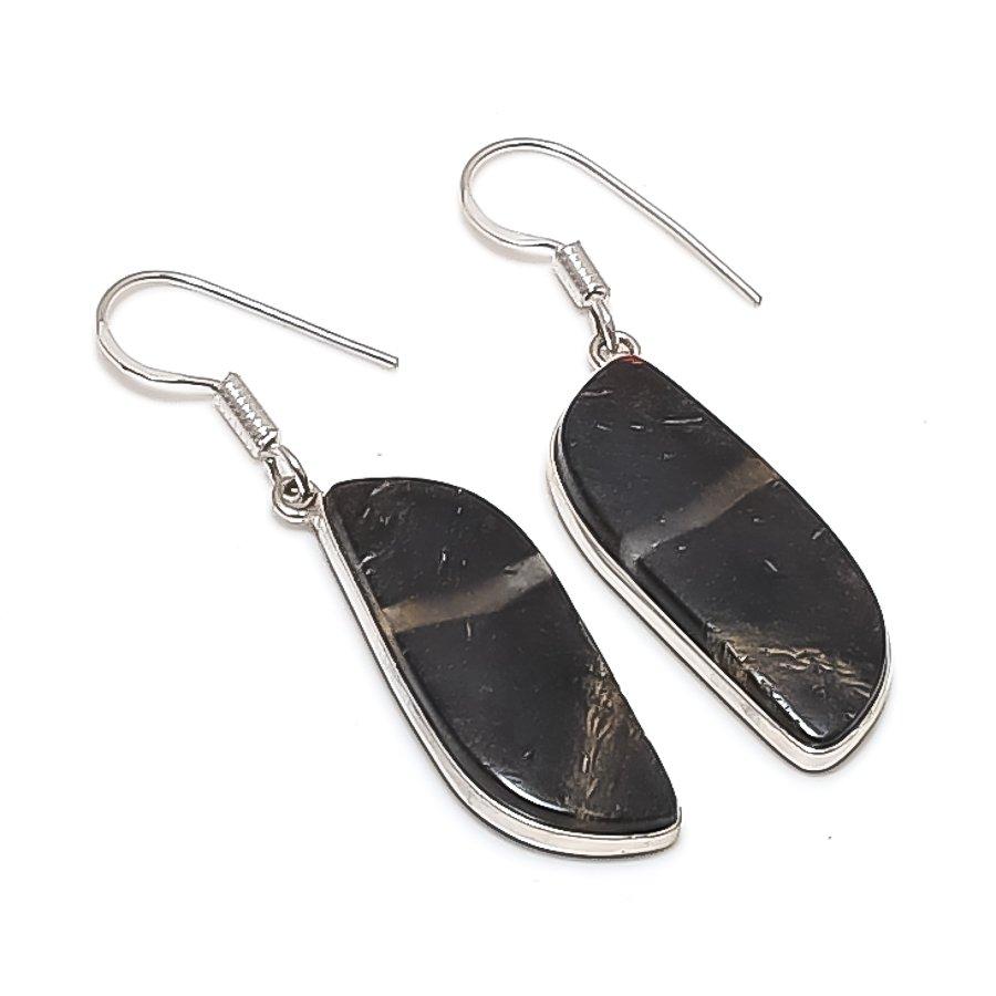 Natural Cappuccino Jasper 925 Sterling Silver Jewelry Earring 1.89" U1B02