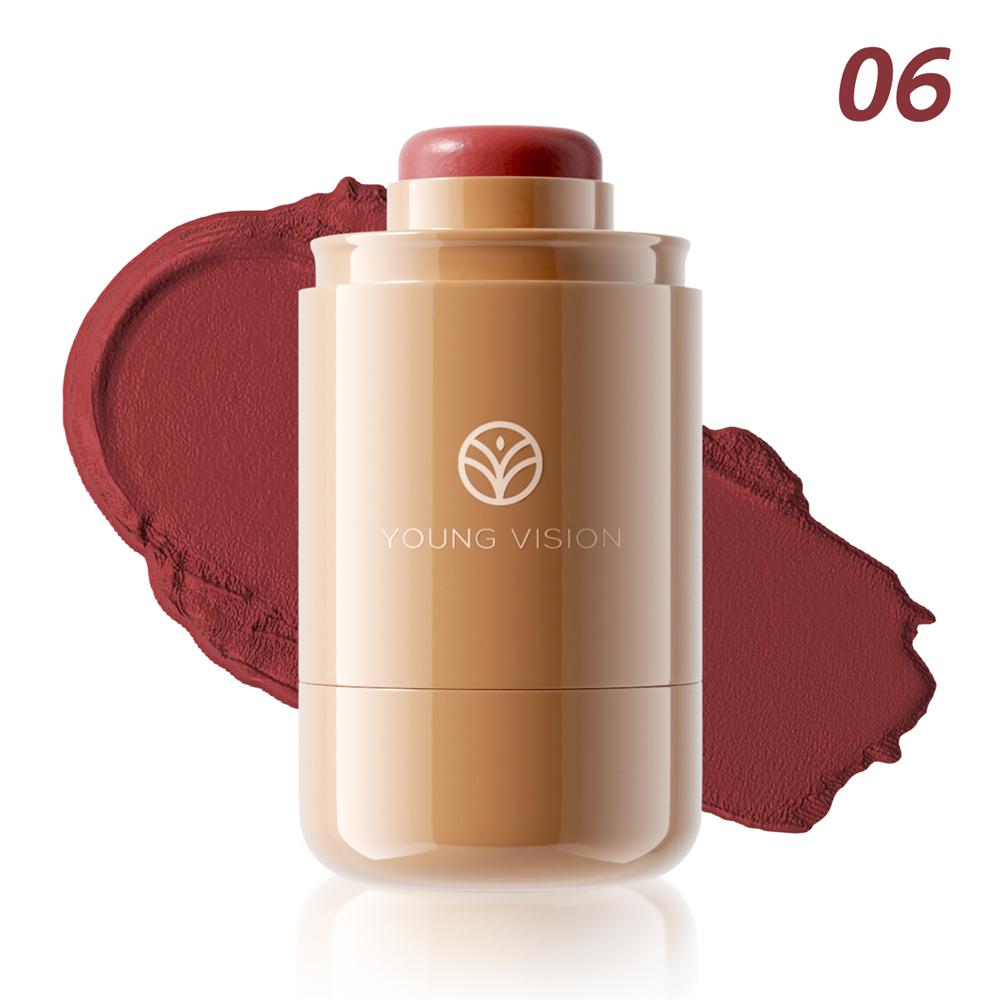 

YOUNG VISION 6-color waterproof matte lipstick, powder blusher stick, lip&face dual-use, cream texture, for daily, wedding, Festival party, gift 1pc 06#
