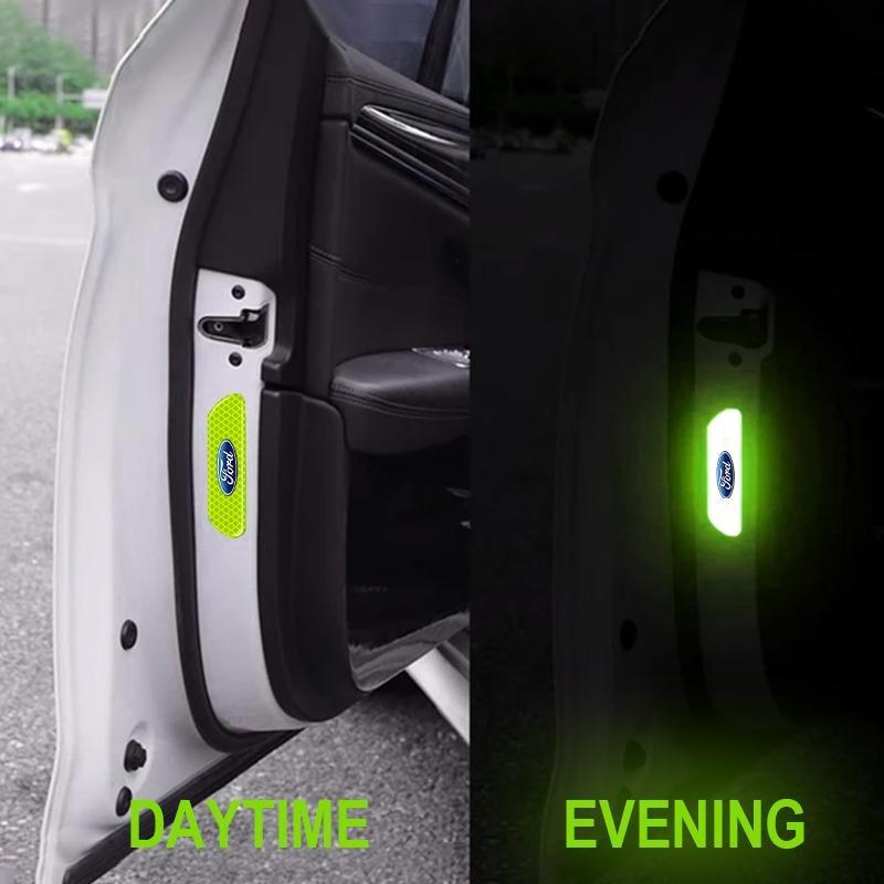 4PCS/set Car Reflective Safety Strip Stickers For Ford Fiesta Ranger Focus Kuga Mustang S-MAX Transit Mondeo Esco