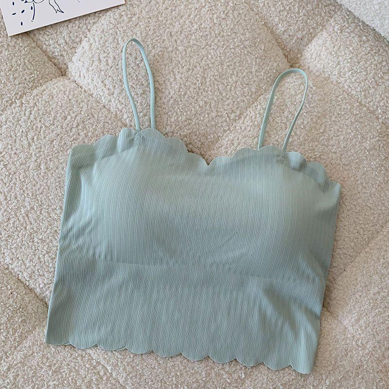 

Ice Silk Camisole Vest For Women With Chest Pad Base Layer Bandeau Underwear For Women Beautiful Back Short Top Summer Thin Style L