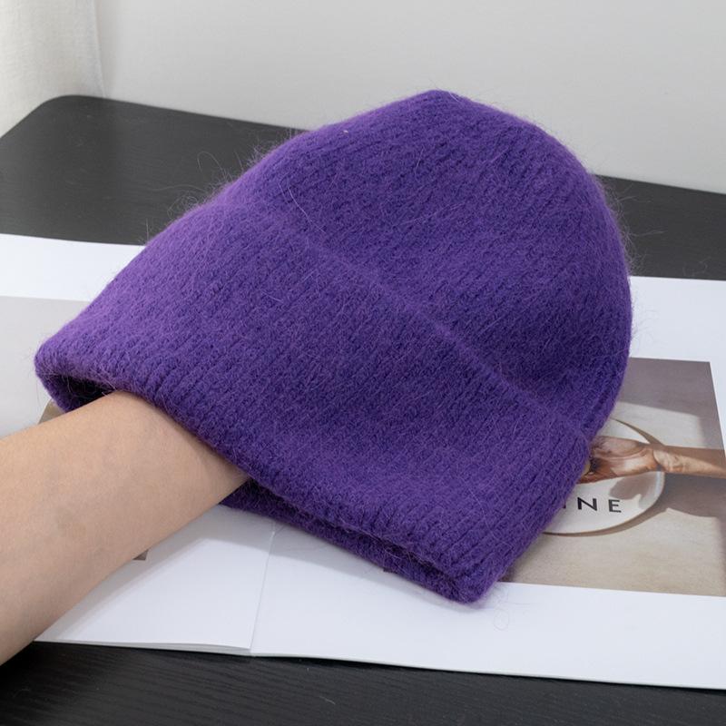 Korėjietiškos saldainių spalvos triušio kailio kepurė su gobtuvu, moteriška, šilta megzta kepurė, korėjietiška japoniška šalta kepurė Instagram virusinė tendencija