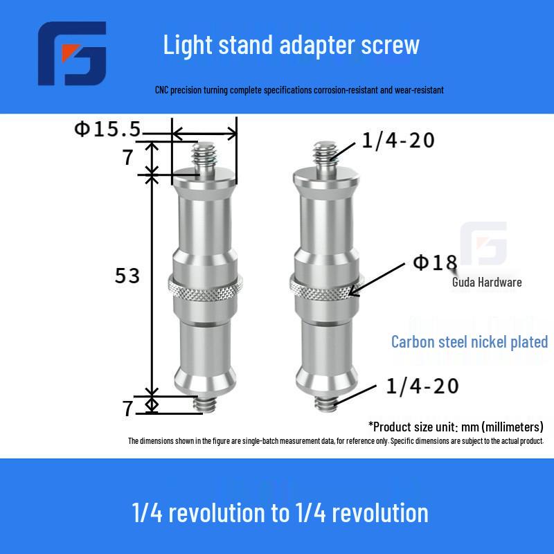 

Aluminum Alloy Adapter Screw: 1/4 to 3/8 & 1/4 to 1/4 Flashlight Stand Bracket Conversion