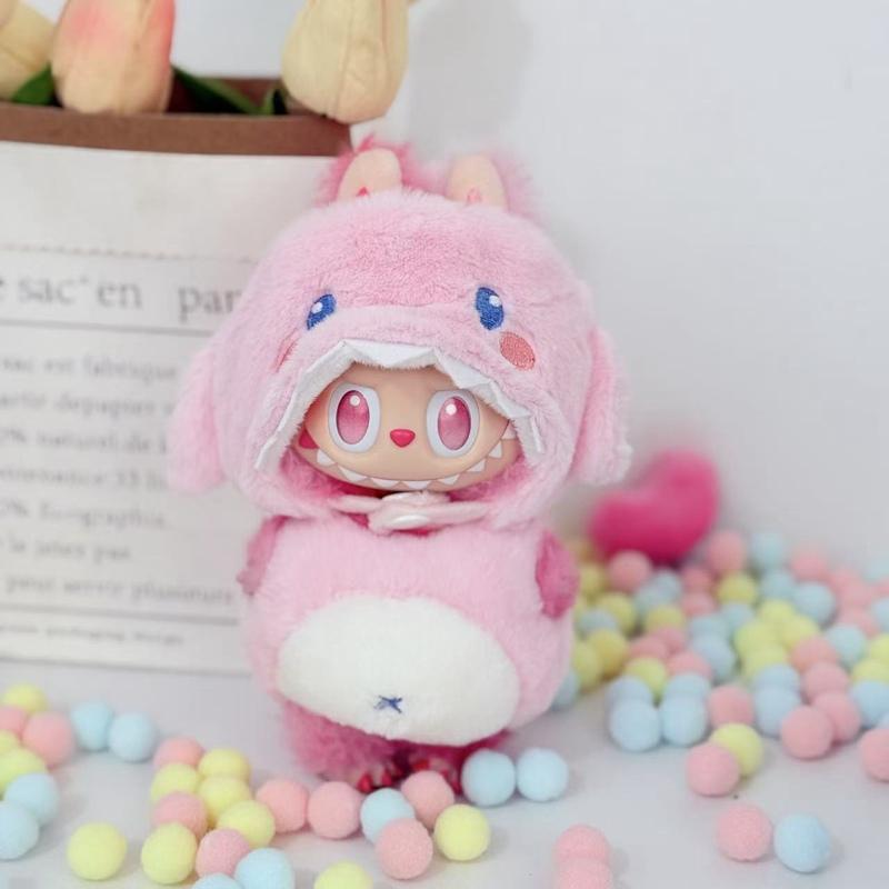 

Только одежда 10 см Каваи Лабубу Плюшевая игрушка Картофельные чипсы Кукуруза Животное Акула Динозавр Пчела Комбинезон Одежда Лабубу Подарок для детей