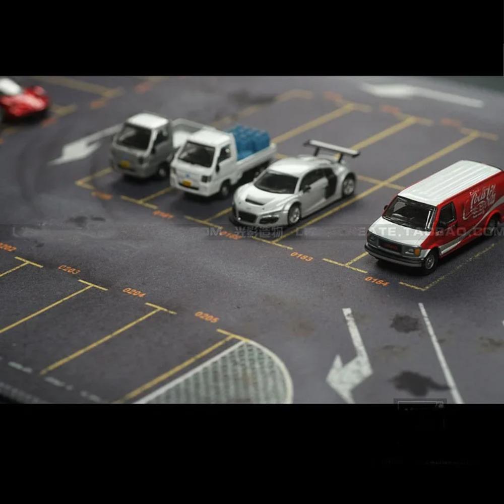 Escena de Modelo de Coche 1/64 Con Estacionamiento Tiro Garaje Base de Suelo Alfombrilla