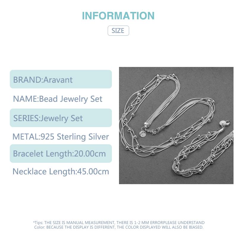925 Silber Mehrschichtige Perlenkette Armband Set Für Frauen Hochzeit Modeschmuck