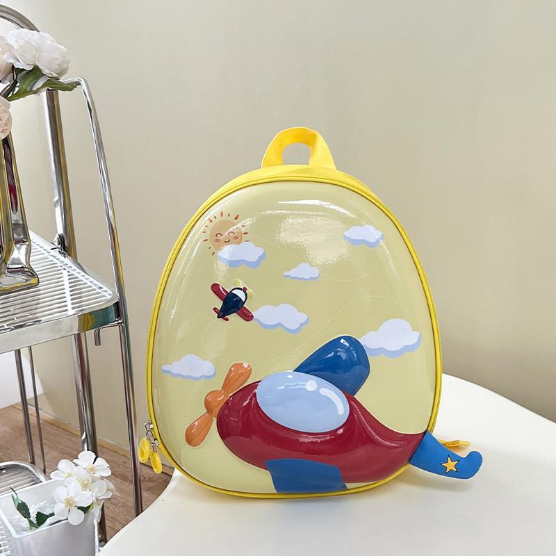 Adorable Children's Backpack For Boys And Girls Lightweight Pvc Airplane Design Perfect For Preschool And Kindergarten