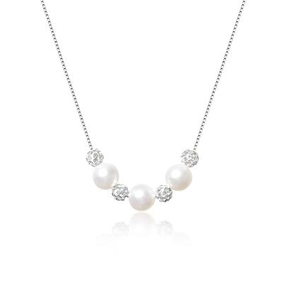 [Puliyunxiang] Pearl-like Bead Necklace for Women – Crystal Ball Sparkling, Elegant Design
