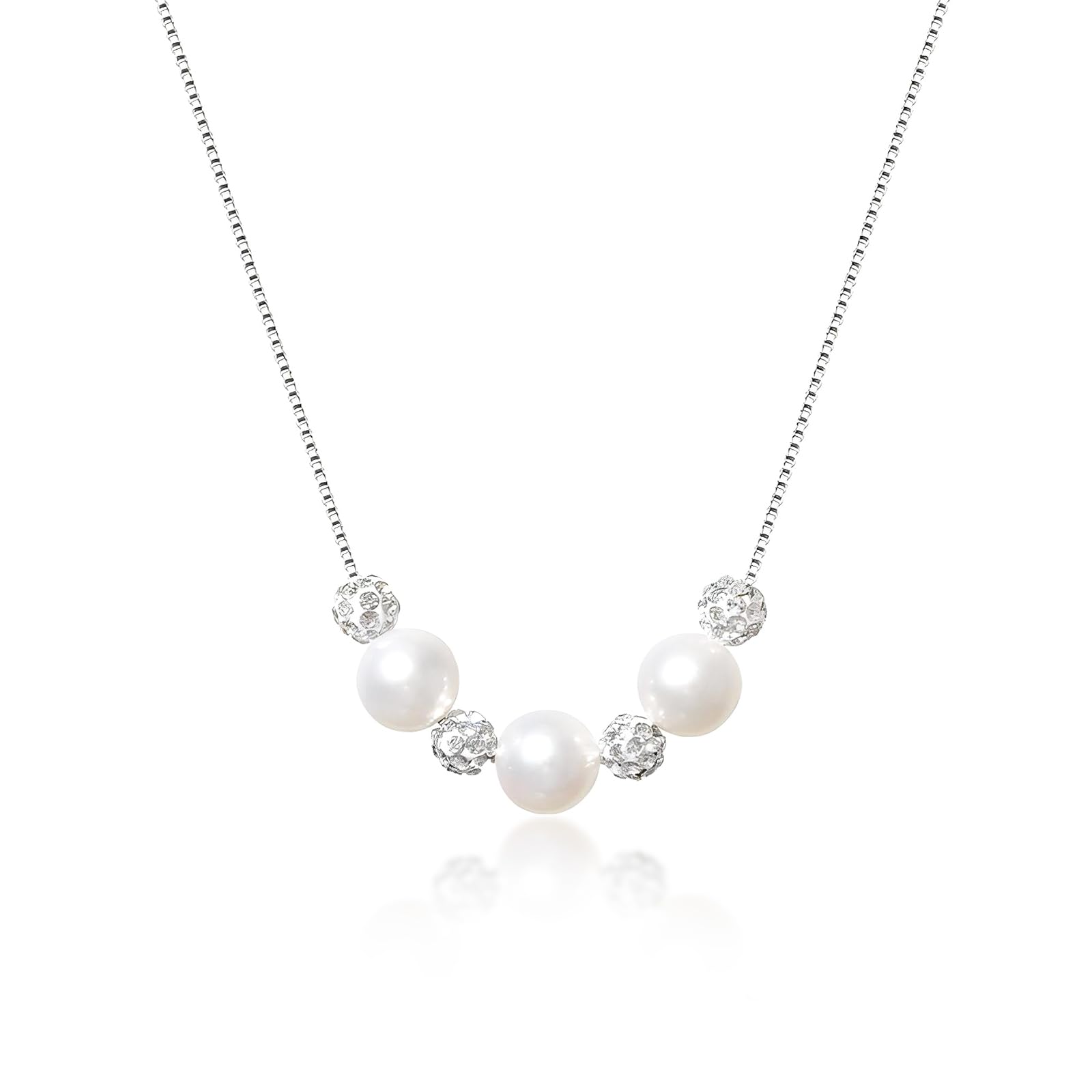 [Puliyunxiang] Жемчужное ожерелье-бусы для женщин – Сверкающий хрустальный шар, Элегантный дизайн