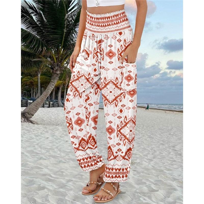 Women's Trousers Loose High Waist Printed Casual Trousers Women
