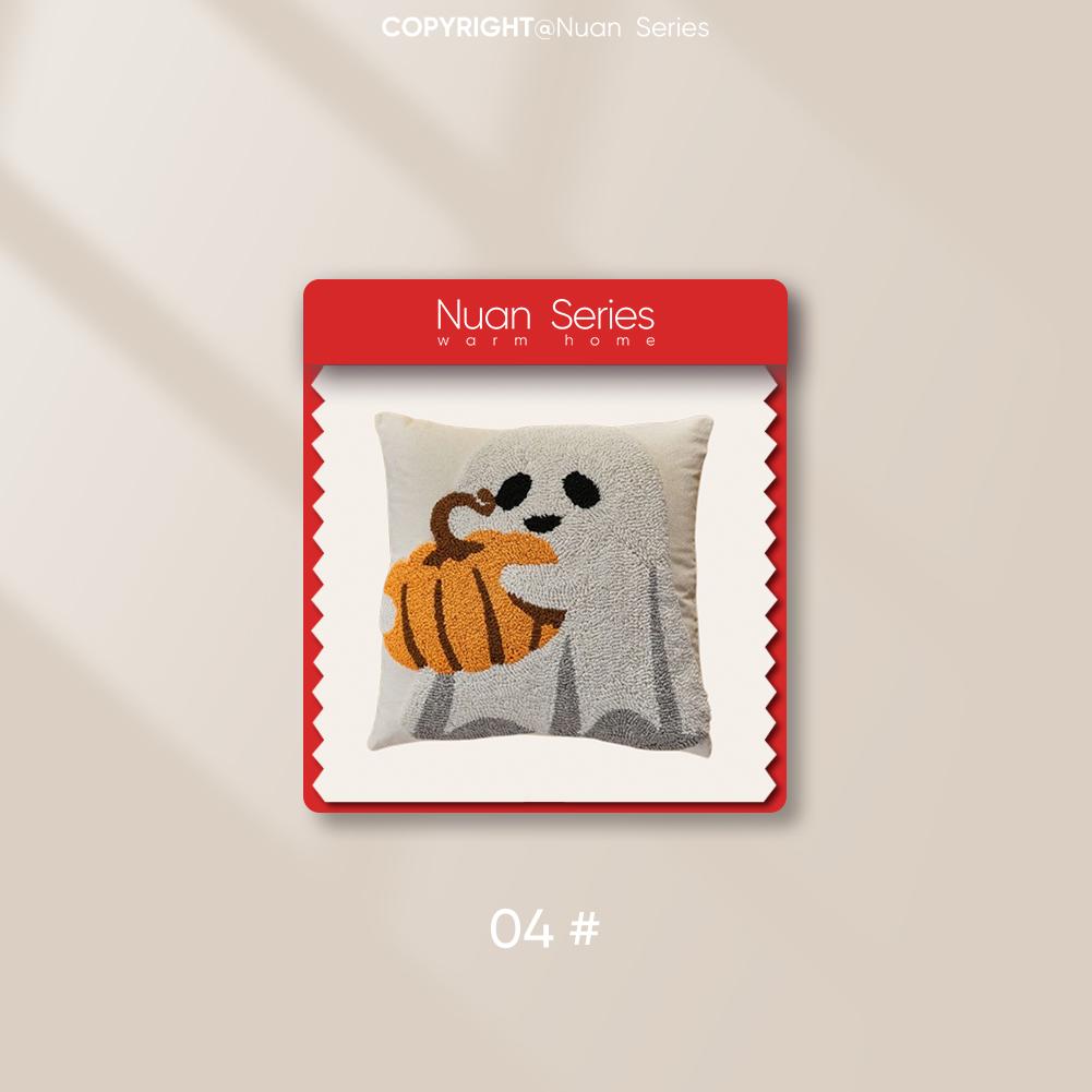 1PC Nuan Series Halloween Cartoon Pattern Pillowcase with Polyester Cotton Embroidered Cushion Cover for Sofa Living Room Bedroom Home Decor