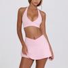 Q1R Stoßfeste Elastische Träger Fitness Halter Top & Tennisrock Set