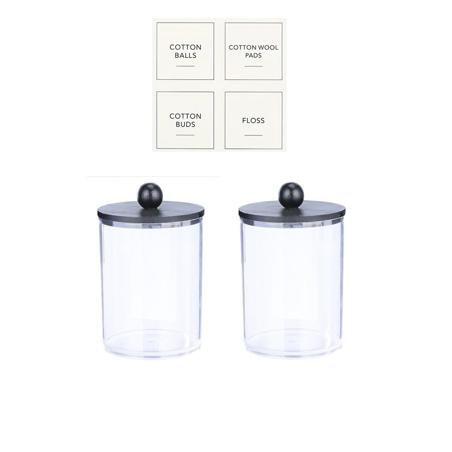 

2/3/4 Pack Bathroom Storage Canisters Qtip Holder Dispenser with Lids - 10 oz Clear Plastic Apothecary Jar for Vanity Makeup