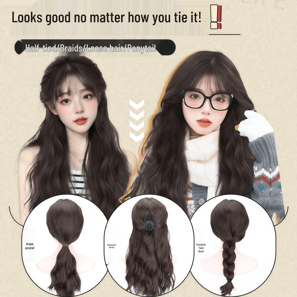 Women's Youthful Egg Curl Long Curly Wig - Natural, Fluffy, Medium Length